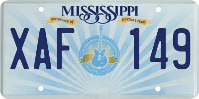 MS license plate XAF149