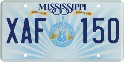 MS license plate XAF150