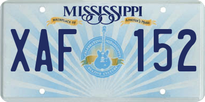 MS license plate XAF152