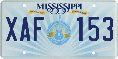 MS license plate XAF153
