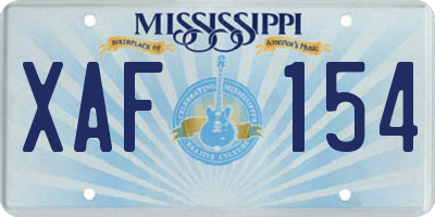 MS license plate XAF154
