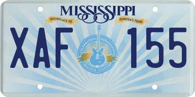 MS license plate XAF155