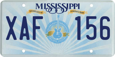 MS license plate XAF156