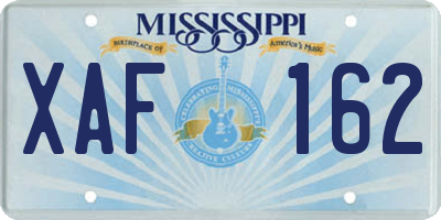 MS license plate XAF162