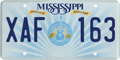 MS license plate XAF163