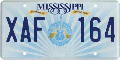 MS license plate XAF164