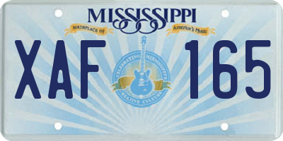 MS license plate XAF165