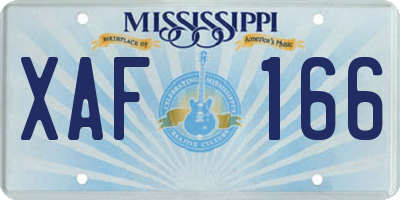 MS license plate XAF166