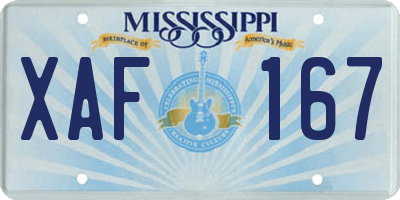 MS license plate XAF167