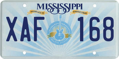 MS license plate XAF168