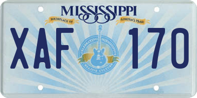 MS license plate XAF170