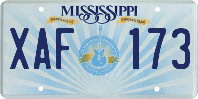 MS license plate XAF173