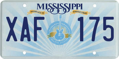 MS license plate XAF175