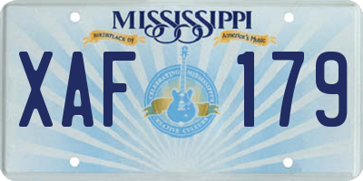 MS license plate XAF179
