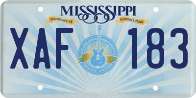 MS license plate XAF183