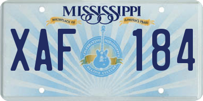 MS license plate XAF184