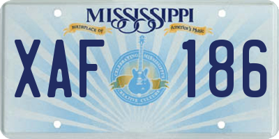MS license plate XAF186