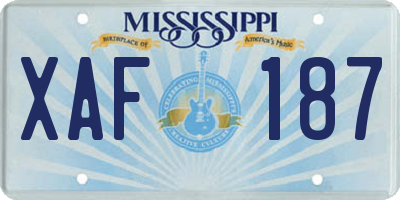 MS license plate XAF187