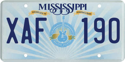 MS license plate XAF190
