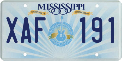 MS license plate XAF191