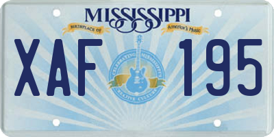 MS license plate XAF195