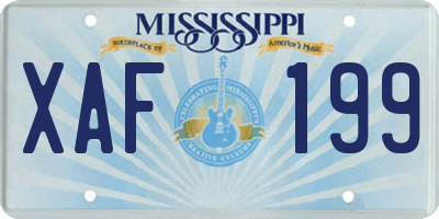MS license plate XAF199