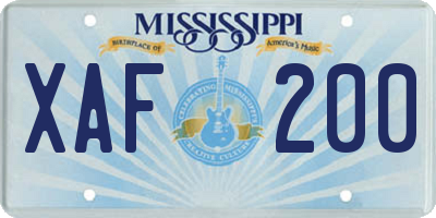 MS license plate XAF200