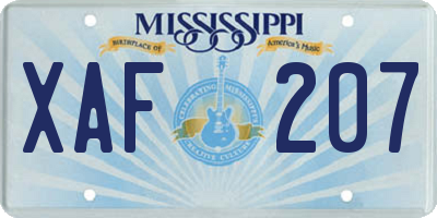 MS license plate XAF207
