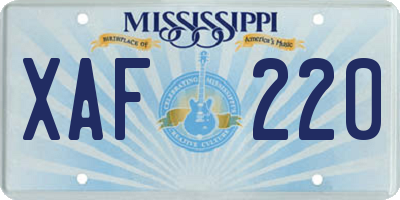 MS license plate XAF220