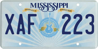 MS license plate XAF223