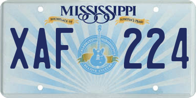 MS license plate XAF224