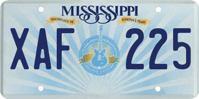 MS license plate XAF225