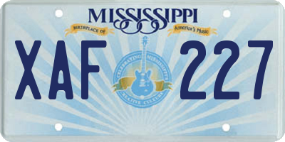 MS license plate XAF227