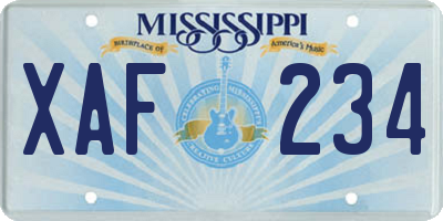 MS license plate XAF234