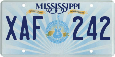 MS license plate XAF242