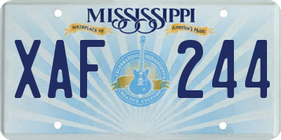 MS license plate XAF244