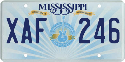 MS license plate XAF246