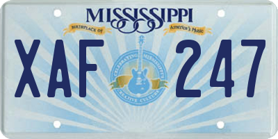 MS license plate XAF247