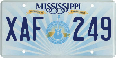 MS license plate XAF249