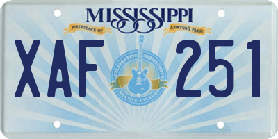 MS license plate XAF251