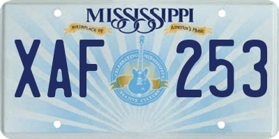 MS license plate XAF253
