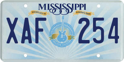MS license plate XAF254