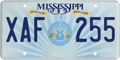 MS license plate XAF255