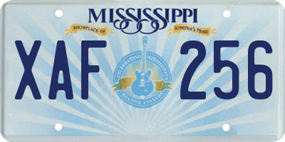 MS license plate XAF256