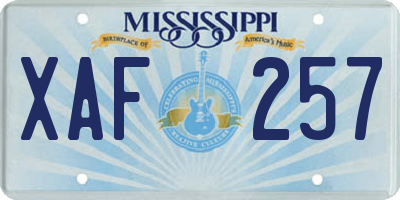 MS license plate XAF257