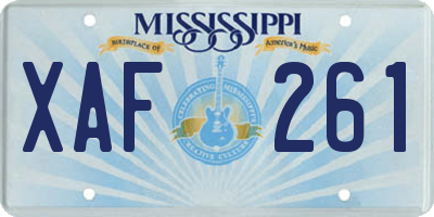 MS license plate XAF261
