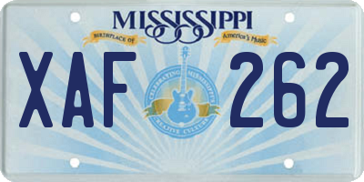 MS license plate XAF262