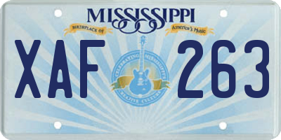MS license plate XAF263