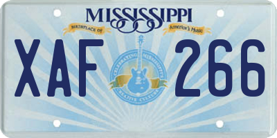 MS license plate XAF266