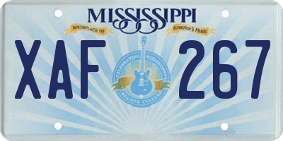 MS license plate XAF267
